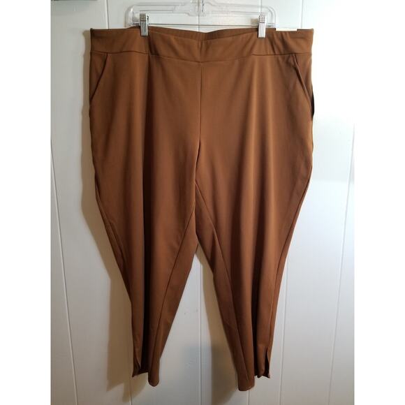 Zac & Rachel Women's Sz 3X Brown High Waisted Straight Leg Pull On‎ Pants - Picture 1 of 10